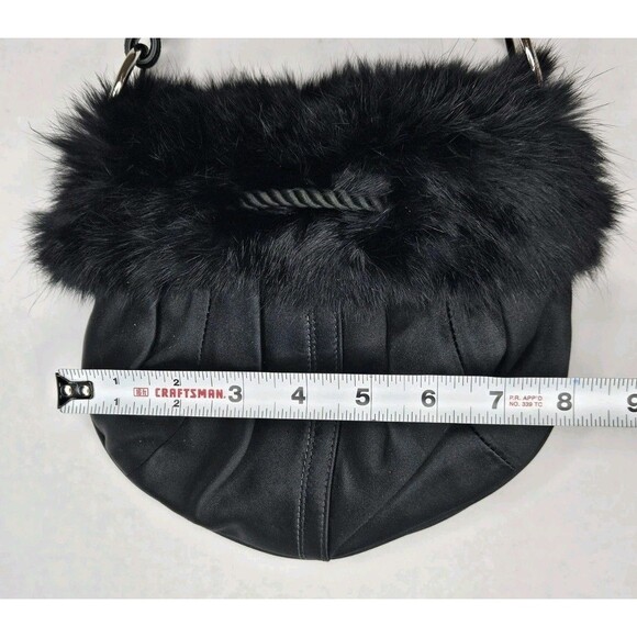Coach Limited Edition Black Rabbit Fur Satin Swarovski Evening Bag 3580 READ - Picture 10 of 12
